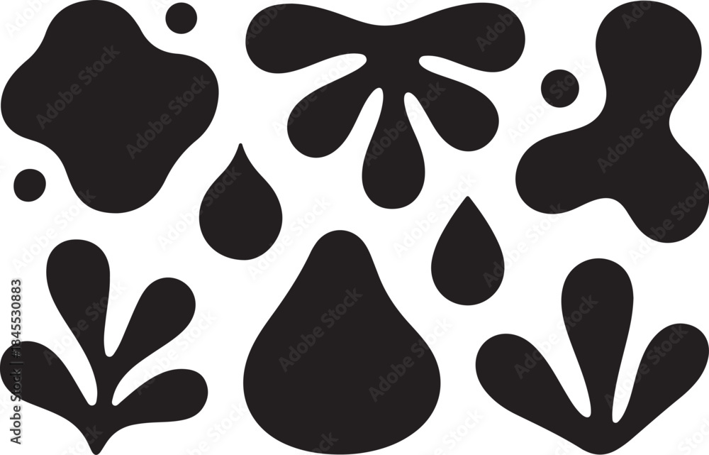 Fototapeta premium Modern abstract black shapes on white background