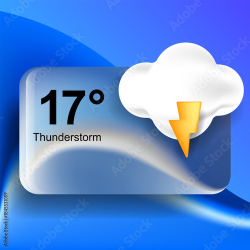 Modern Weather App UI Widget Thunderstorm Forecast Design