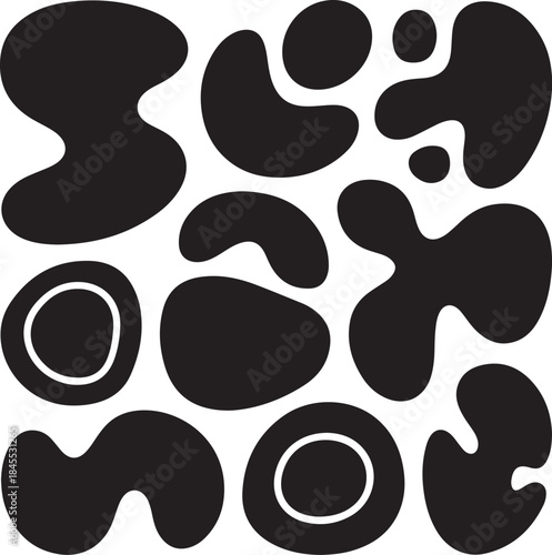 Modern abstract black shapes on white background