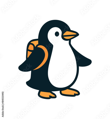 Flat vector illustration of bright with tiny backpack icon ready for adventure standing proud