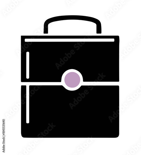 Black and purple cosmetic or hairdressing case icon on a white background, modern design, copy space