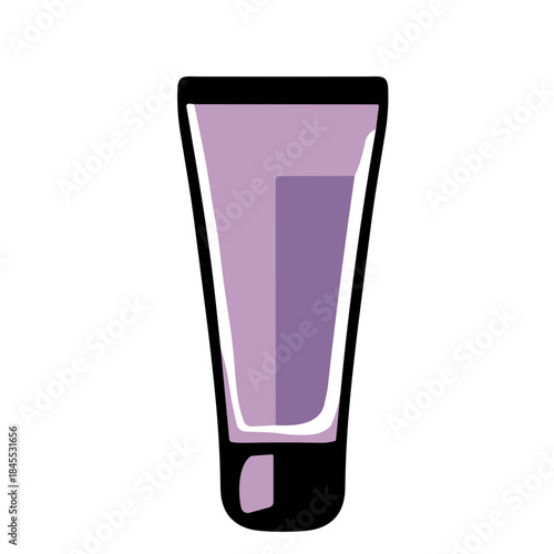 Black and purple cream or balm tube icon on a white background, modern design, copy space