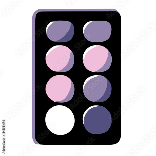 Black and purple large eyeshadow palette icon on a white background, modern design, copy space