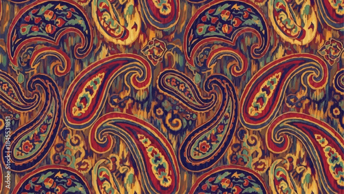 Intricate Paisley Pattern Design with Vibrant Colors.