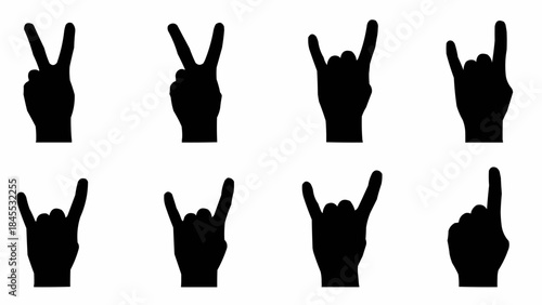 Collection of Hand Gestures Silhouettes for Communication and Expression.