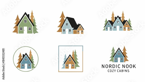 Cozy Cabin Collection Nordic Nook Cozy Cabins Logo Set.