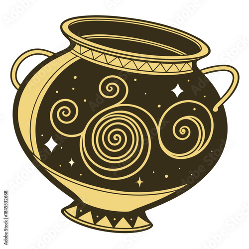Giant gold pot with swirling golden dust giant pot