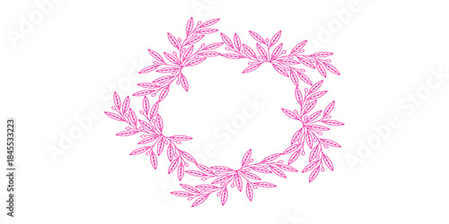 Decorative frame with flowers. Hand drawn vector illustration. Flat color design.