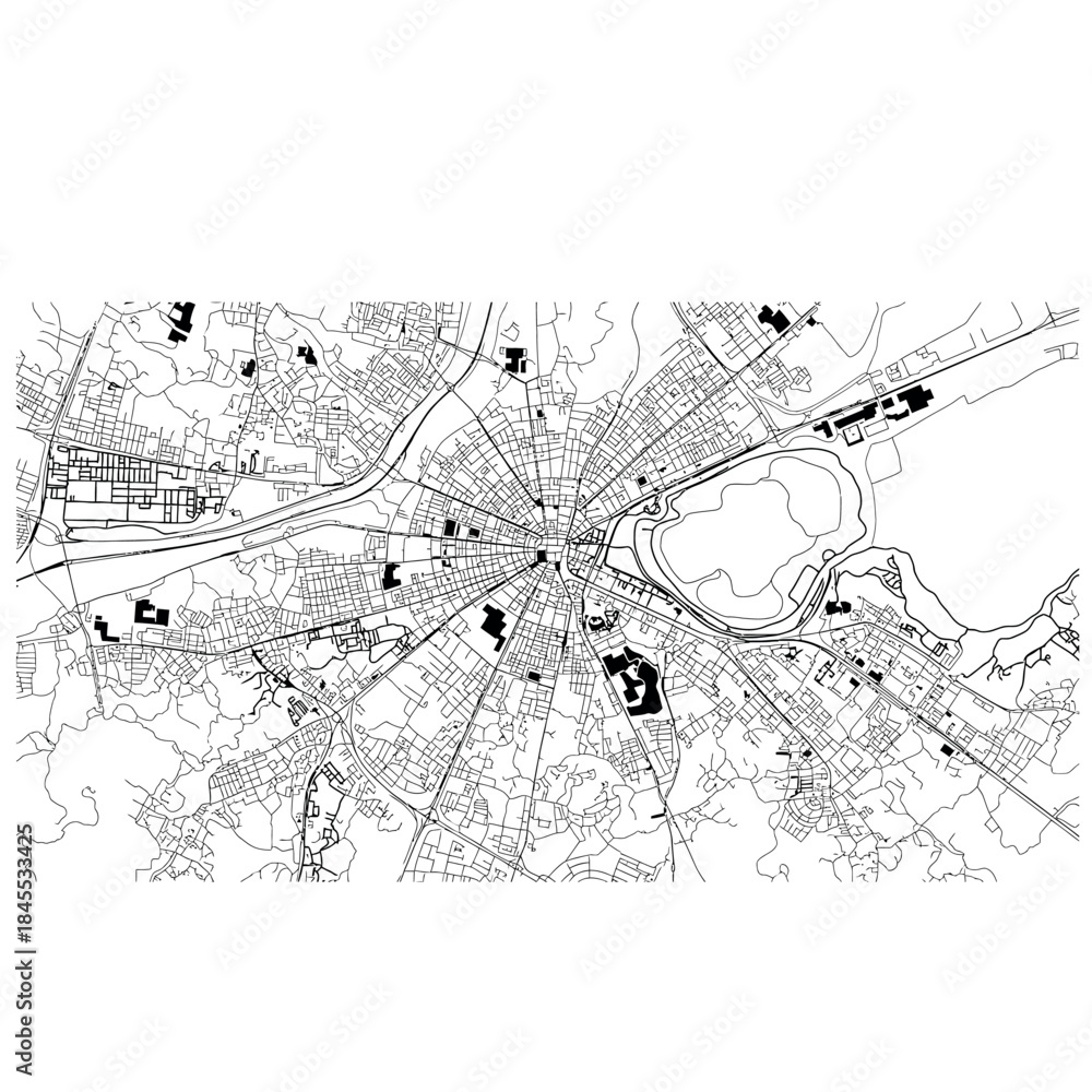 Obraz premium Abstract grunge background with musical note pattern, vintage city map lines, and old architectural blueprint design