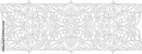 Intricate black and white celtic knotwork border design for coloring pages