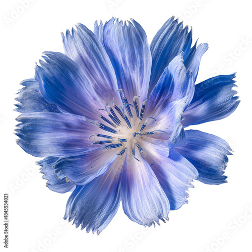 Blue Flower With Soft Petals and Bright Center in Natural Setting During Dayl...