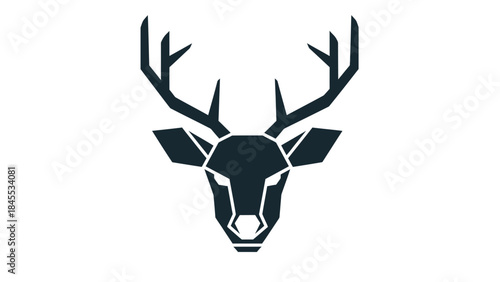 Deer Head Silhouette with Antlers Illustration.
