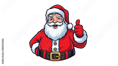 Cartoon Santa Claus Giving Thumbs Up.