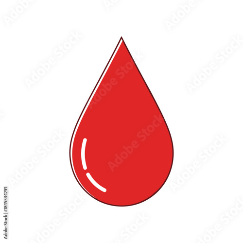 Red Blood Drop Illustration with Highlight.