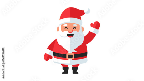 Cartoon Santa Claus Waving Hand Greeting.