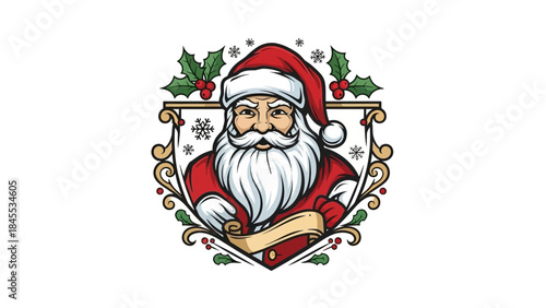 Santa Claus Cartoon Character Reading Book.
