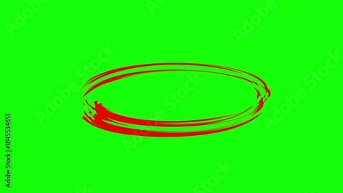 brush stroke line circle animation. red color brush line oval background.