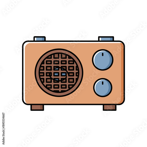 Retro Portable Radio with Speaker and Knobs.