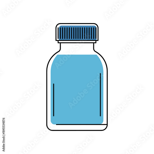 Simple Blue Liquid Bottle with Cap.