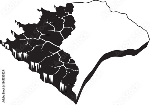 Brazil map with cracked earth effect on left side