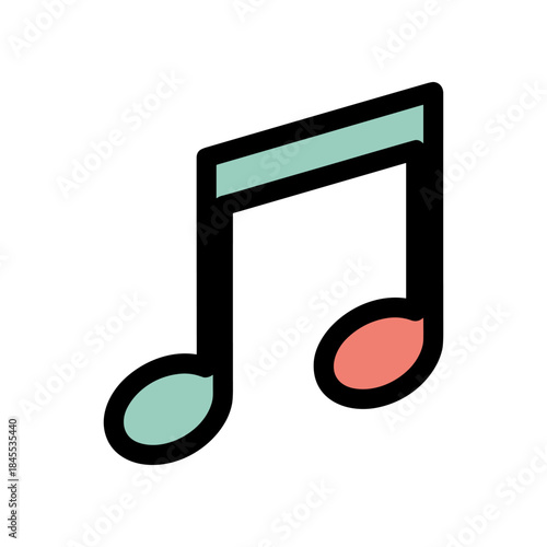 Simple Musical Note Icon with Two Beams.