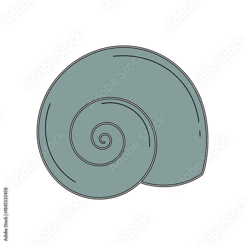 Simple Outline Illustration of a Grey Snail Shell.
