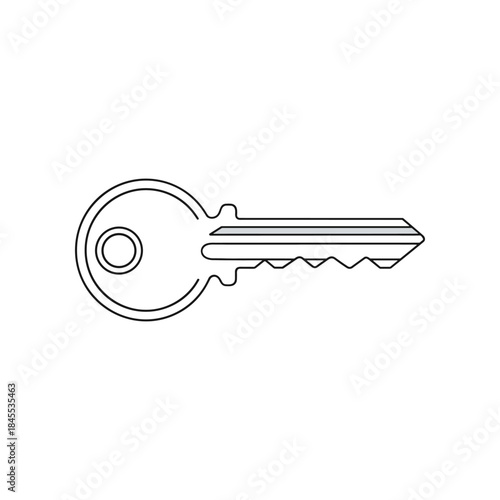 Simple outline of a key representing security and access to something important.