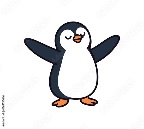 Flat vector illustration of bright stretching flippers wide like morning stretch