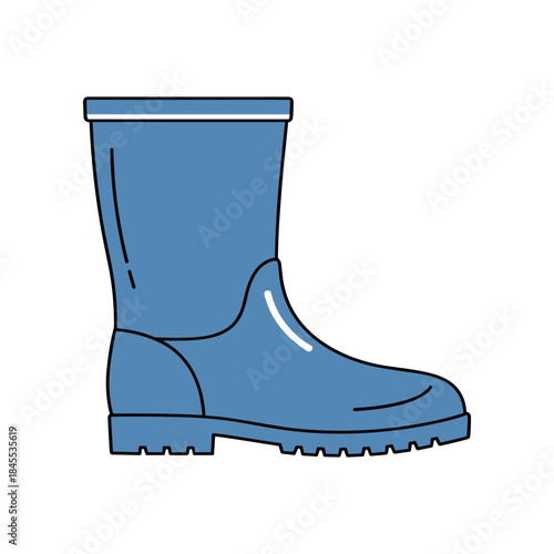 Single Blue Rubber Rain Boot for Wet Weather Protection.