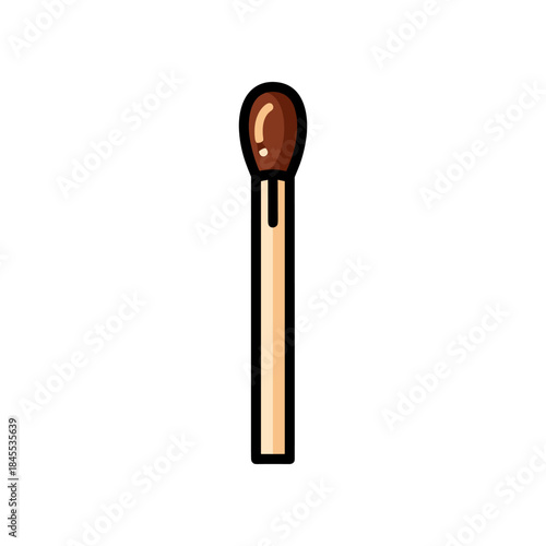 Single wooden matchstick with brown head ready to ignite.