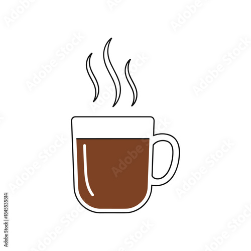 Steaming Hot Coffee Mug with Rich Brown Liquid and Wisps of Steam.