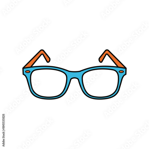 Stylish Blue Eyeglasses with Orange Accents.
