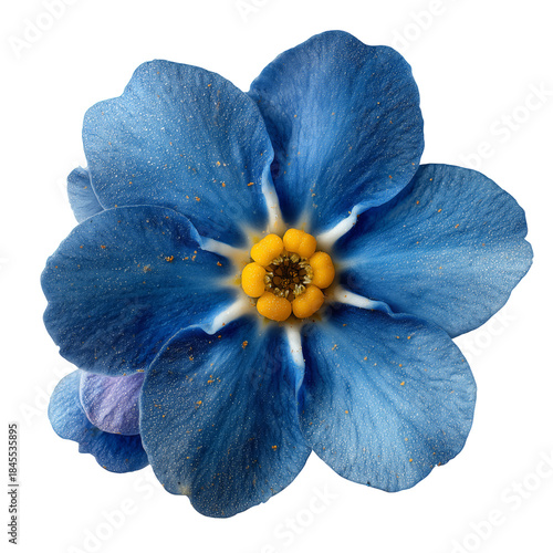 Blue Flower With Yellow Center on White Background During Spring Season