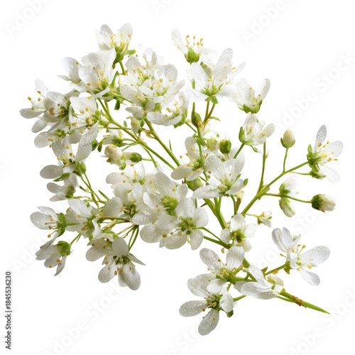 White Flowers With Droplets on Branches in Bright Light
