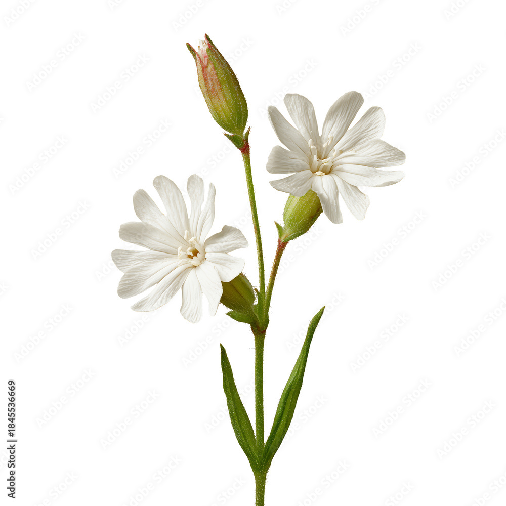 Fototapeta premium White Flower With Delicate Petals Growing Straight up in Bright Light