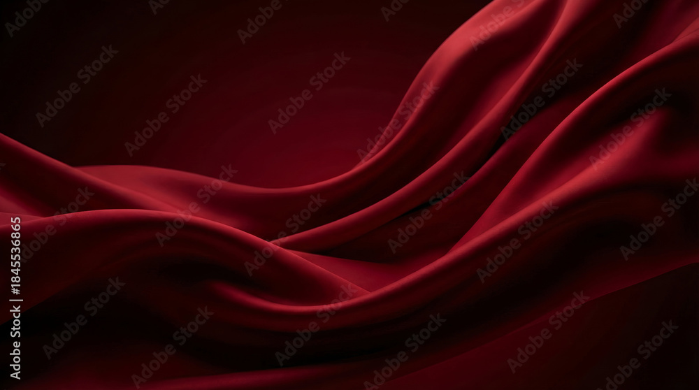 Obraz premium Smooth red satin fabric texture, flowing silk wave backdrop for background