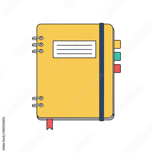 Yellow Notebook with Elastic Band and Bookmarks a Study Essential.