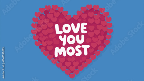 Soft cerulean background heart shape with love you most text for valentine's day and romantic occasions online
