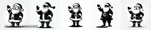 vector silhouette full body of santa claus waving hand
