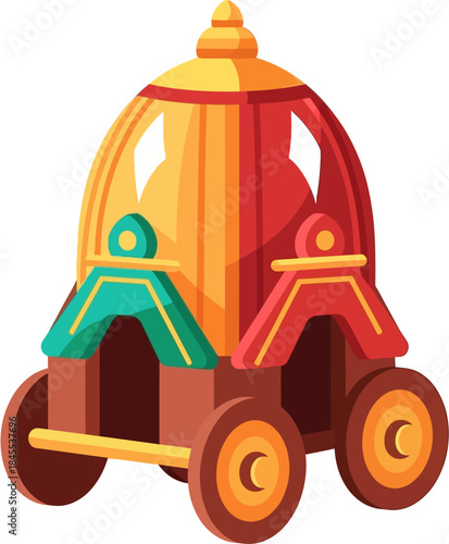 Rath Yatra Chariot Vector Illustration, Sacred Festival Vehicle Used In Traditional Indian Religious Processions