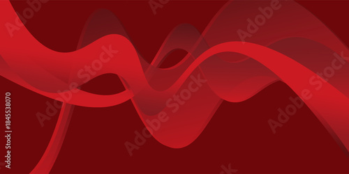 Red wave background with dynamic shapes composition simple