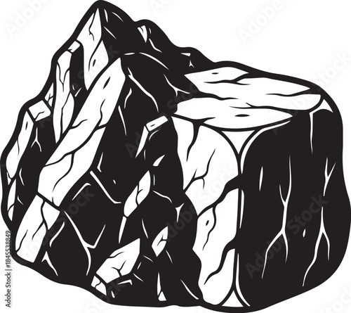 Bold black and white mountain peak illustration