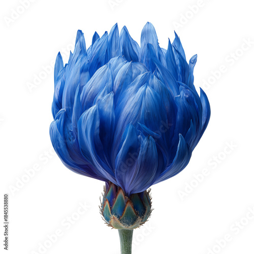 Bright Blue Flower With Unique Petals on Display in a Studio Setting