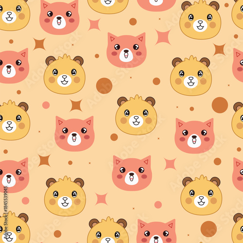 Cute Bear and Fox Seamless Pattern for Kids Fabric, Baby Clothing and Nursery Design