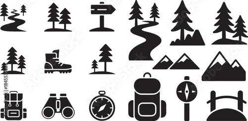 Outdoor Adventure and Hiking Icons Collection camping nature