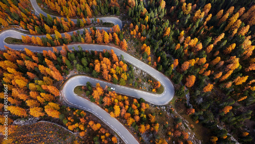 Bilde på lerret Hairpin turns of scenic road D902 in Queyras Regional Park near Col d’Izoard, French Alps