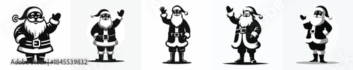 vector silhouette full body of santa claus waving hand