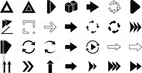 Collection of various directional arrows and symbols