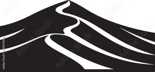Stunning black and white mountain landscape with winding road