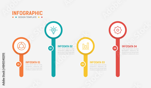 Four Step Infographic element design Vector template for presentation. process diagram and presentations step, workflow layout, banner, flow chart, info graphic vector illustration.